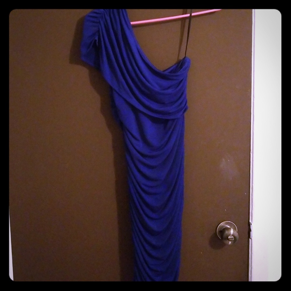 Navy One Shoulder Dress